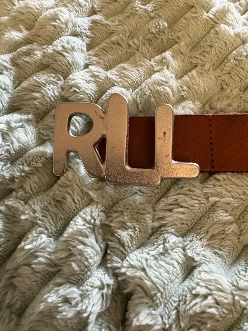 Vintage Rare Lauren  Ralph Lauren Leather Lauren Silver collection 1980s belt